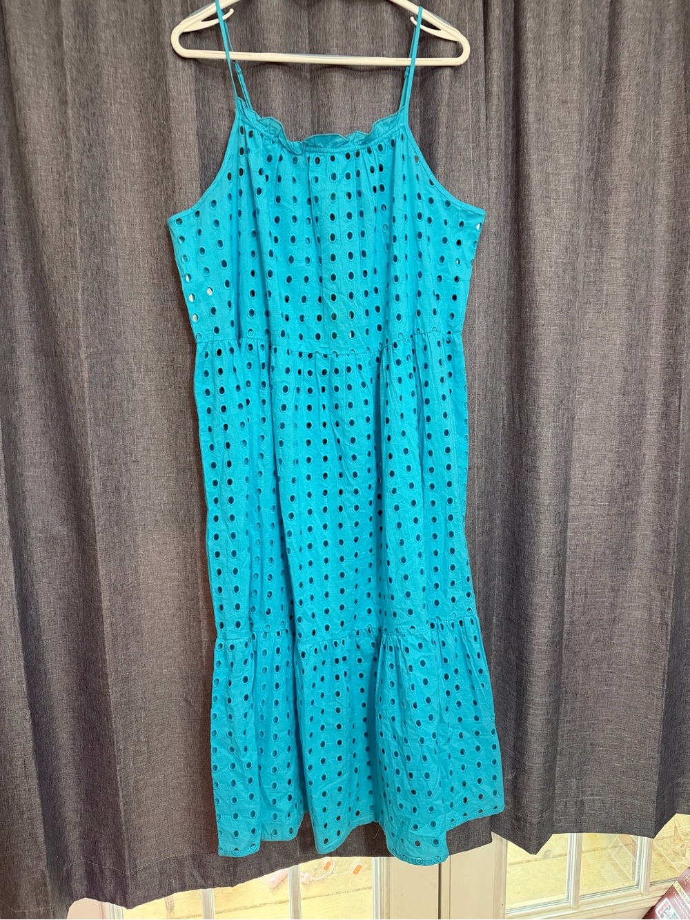 Teal Eyelet Tiered Sundress M oversized NWT